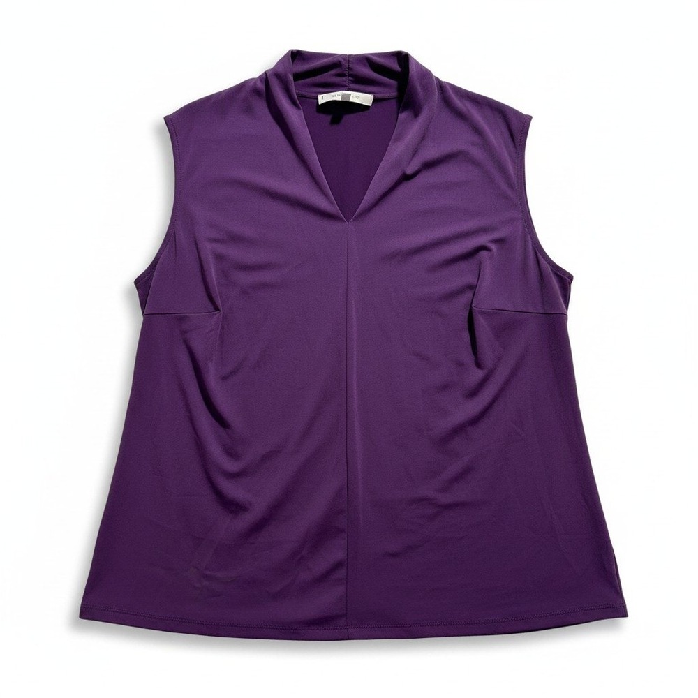 Jones Studio 1X Purple Sleeveless V-Neck Blouse Womens Casual Professional Top